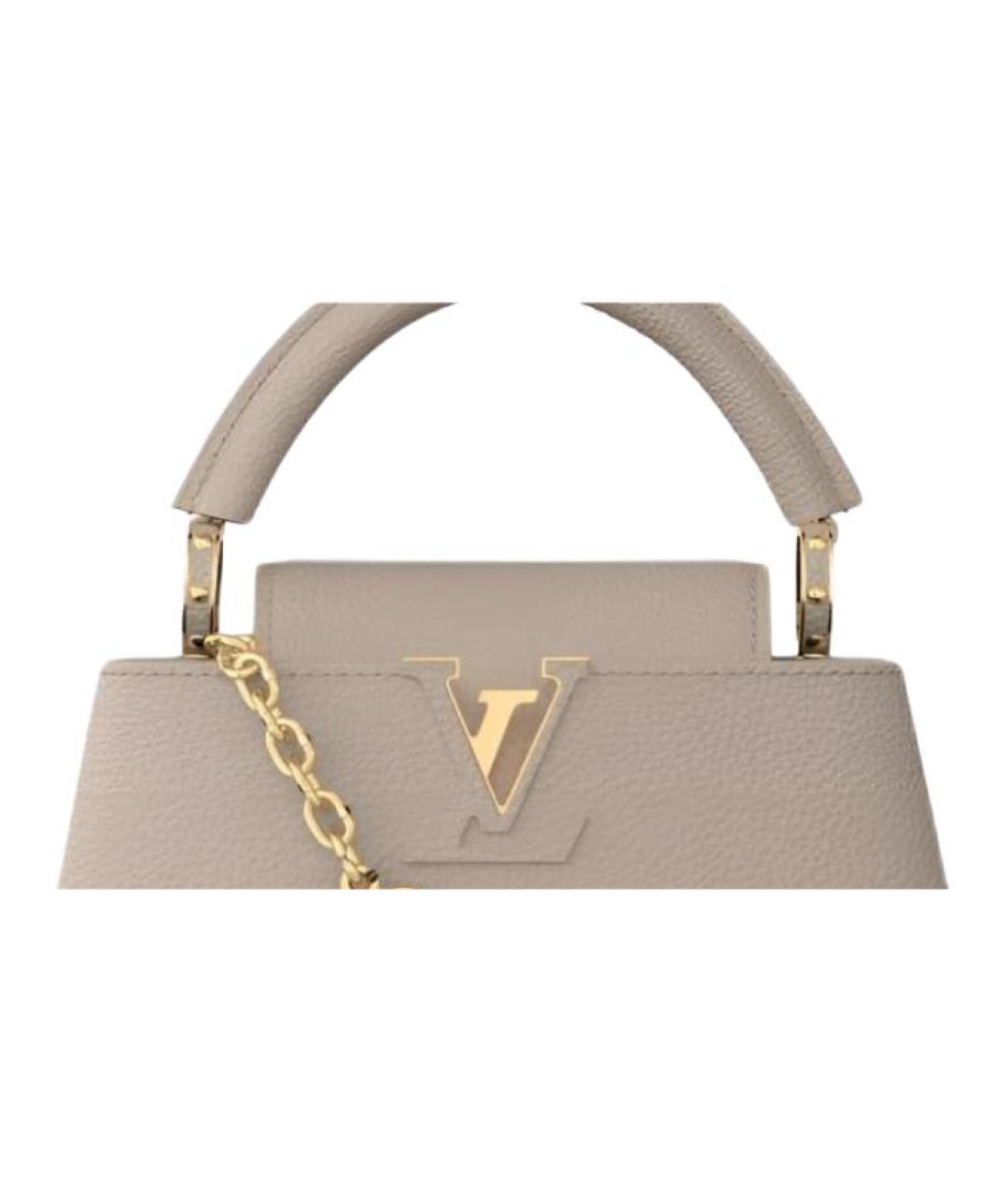 LOUIS VUITTON Бежевая кожаная сумка с короткими ручками, фото 2