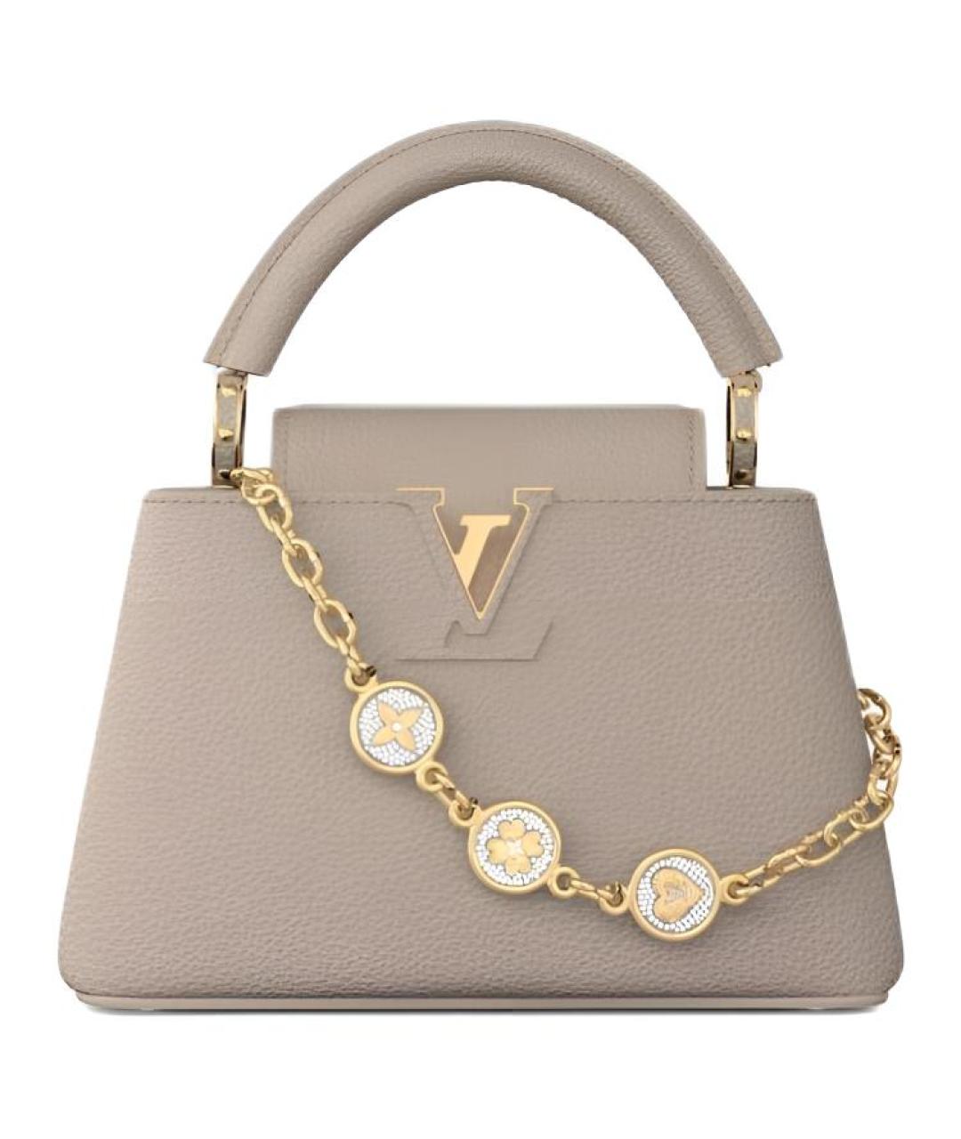 LOUIS VUITTON Бежевая кожаная сумка с короткими ручками, фото 1
