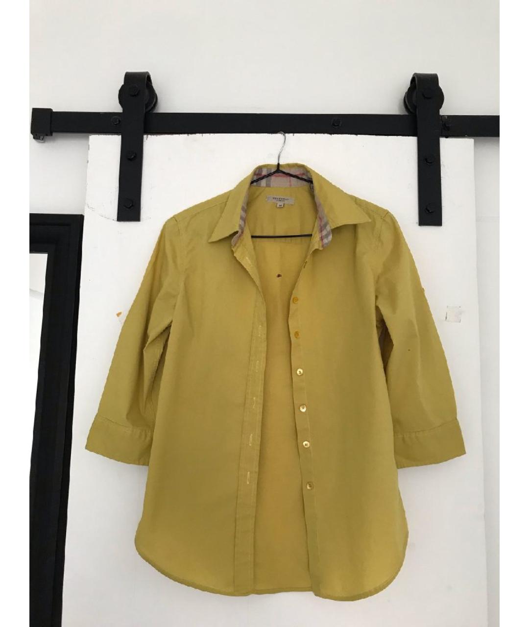 BURBERRY Желтая хлопковая рубашка, фото 5