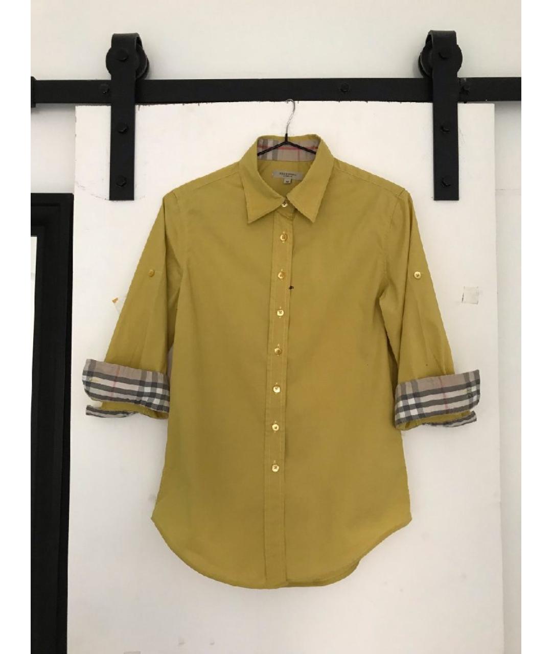 BURBERRY Желтая хлопковая рубашка, фото 6