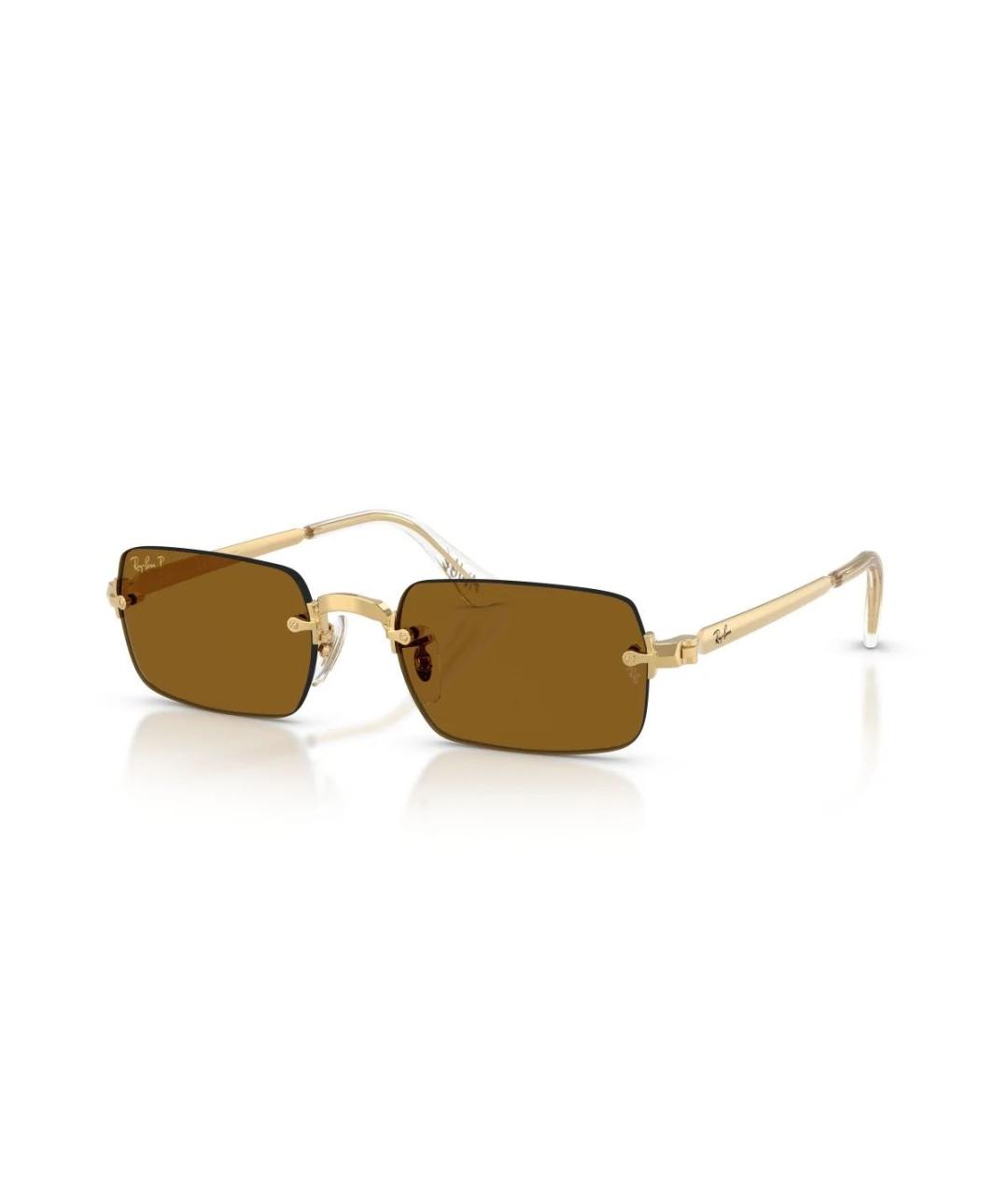 RAY BAN Коричневые металлические солнцезащитные очки, фото 3