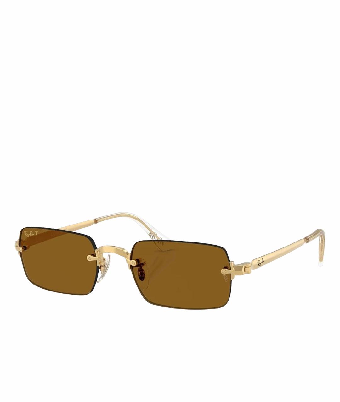 RAY BAN Коричневые металлические солнцезащитные очки, фото 1