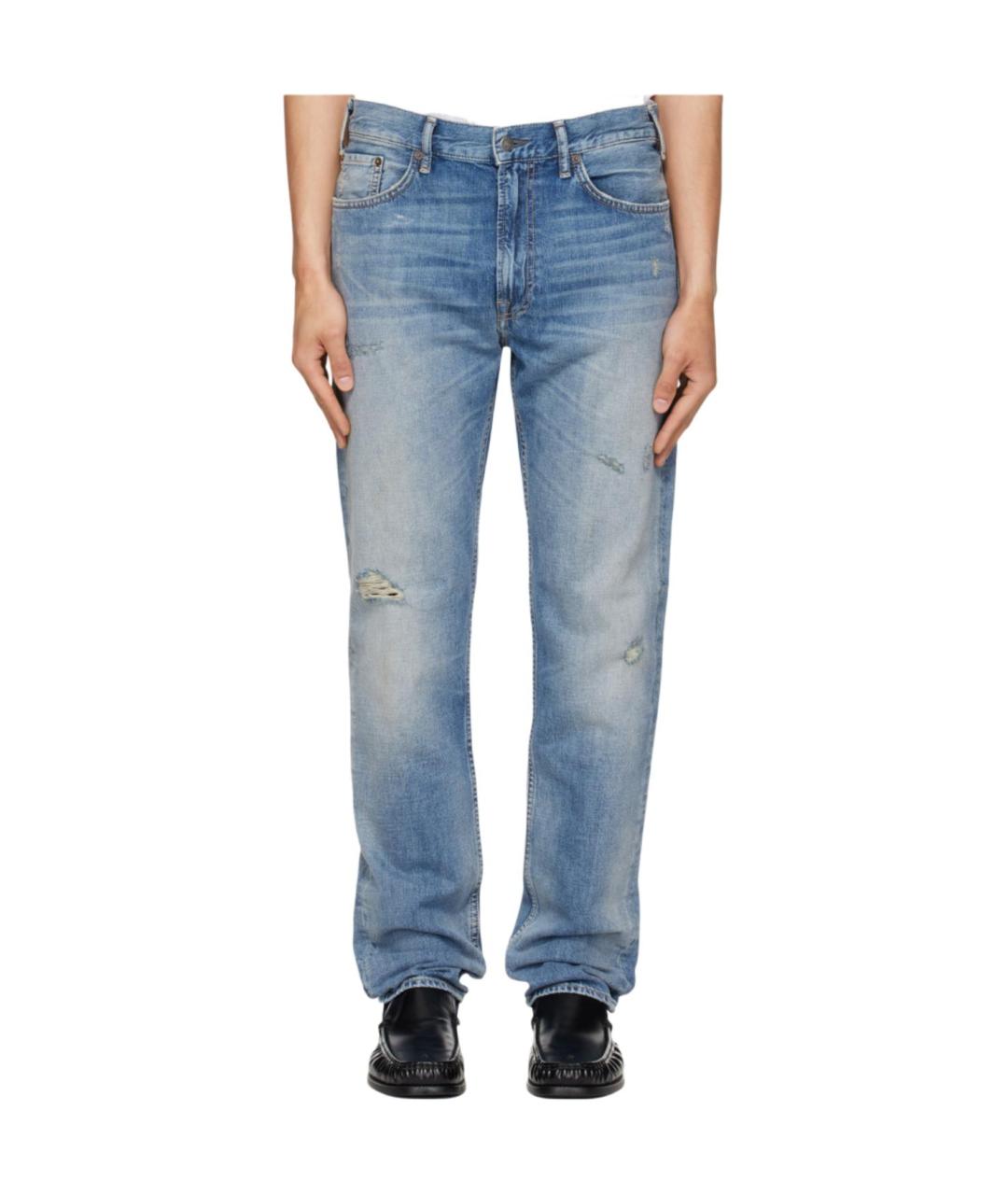 ACNE STUDIOS Синие хлопковые прямые джинсы, фото 1