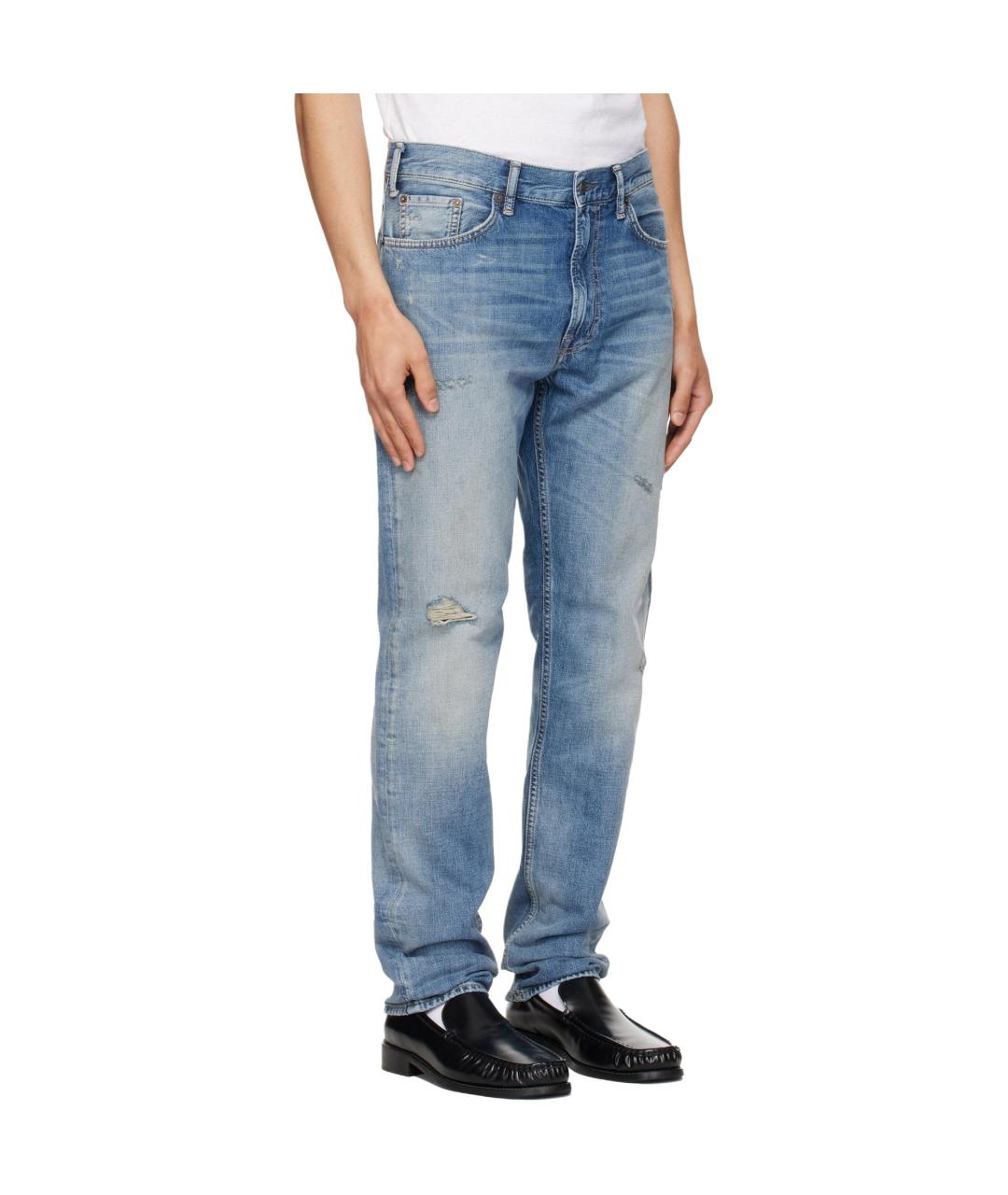 ACNE STUDIOS Синие хлопковые прямые джинсы, фото 3