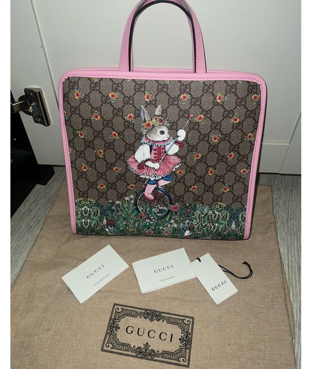 GUCCI Бежевая канва сумка с короткими ручками, фото 6