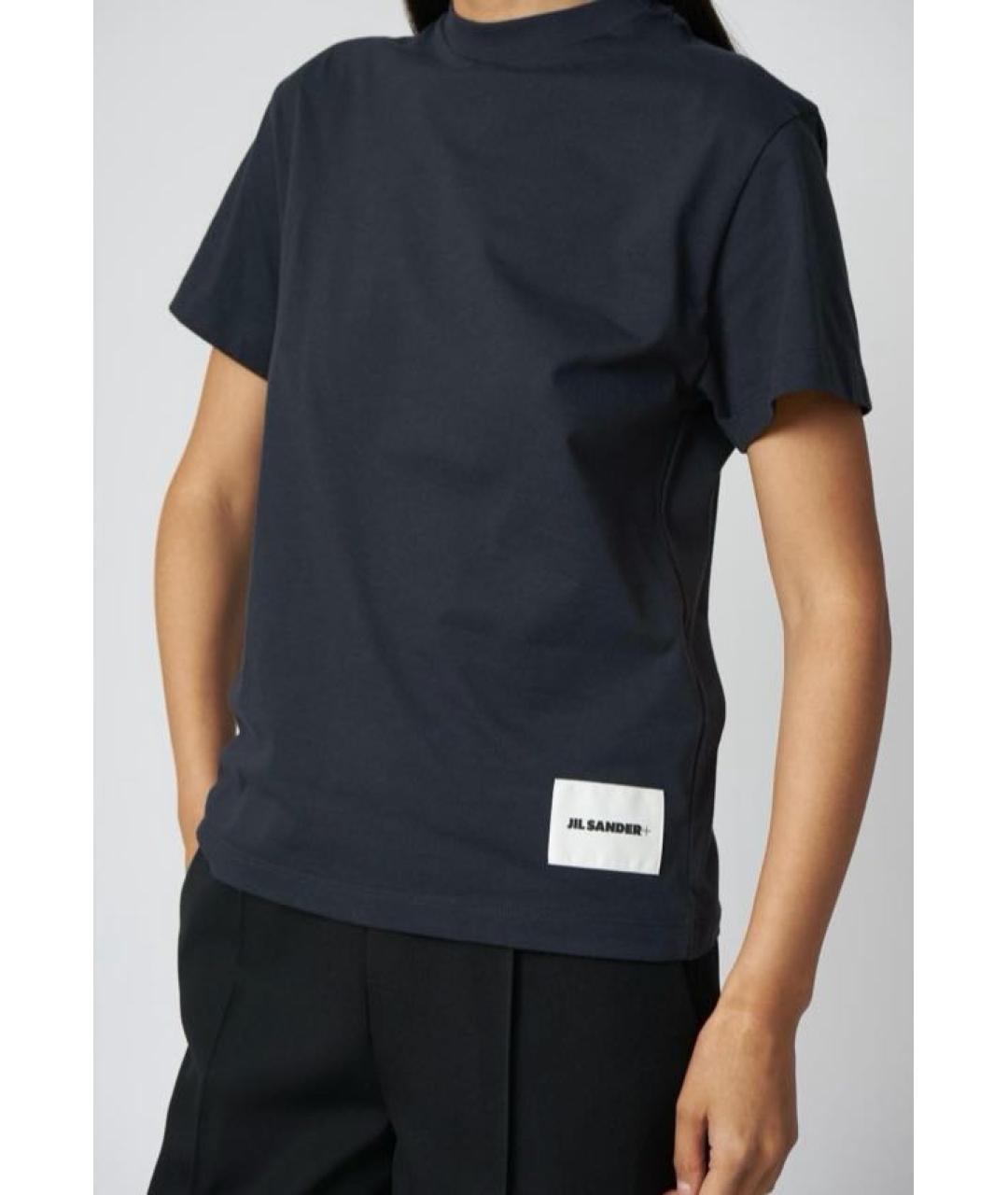 JIL SANDER Темно-синяя хлопковая футболка, фото 6