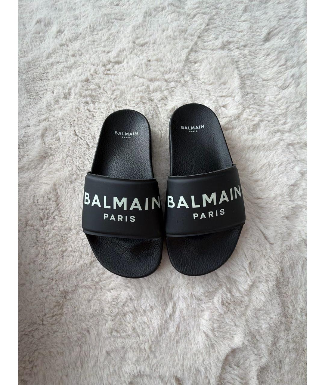 BALMAIN Черные резиновые сандалии и шлепанцы, фото 2