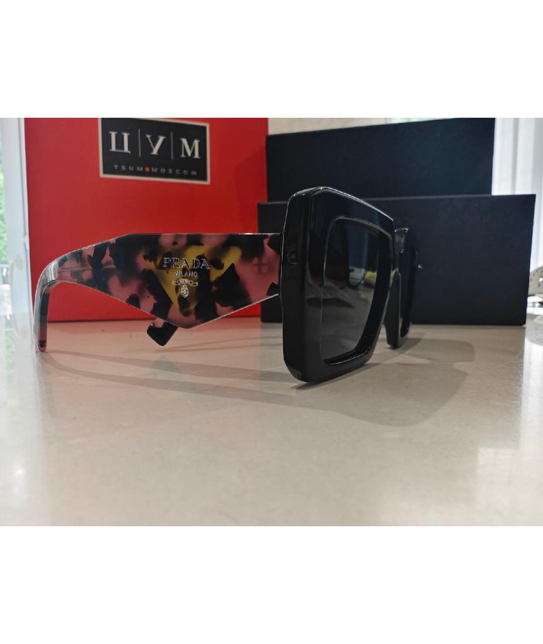 PRADA Черные пластиковые солнцезащитные очки, фото 3