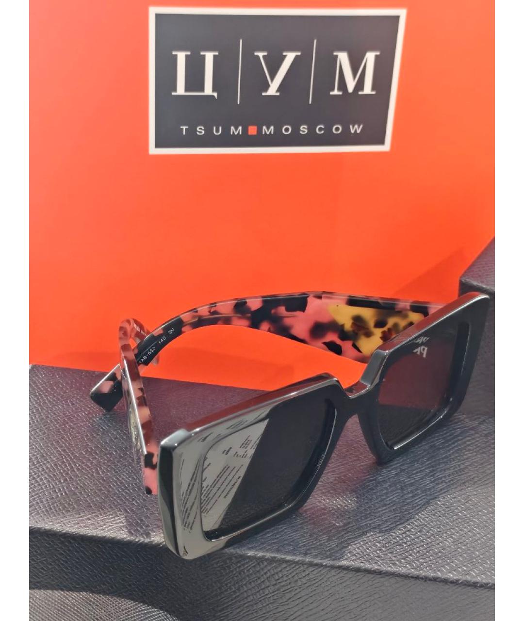 PRADA Черные пластиковые солнцезащитные очки, фото 2