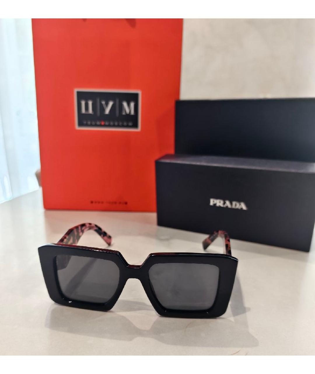 PRADA Черные пластиковые солнцезащитные очки, фото 9