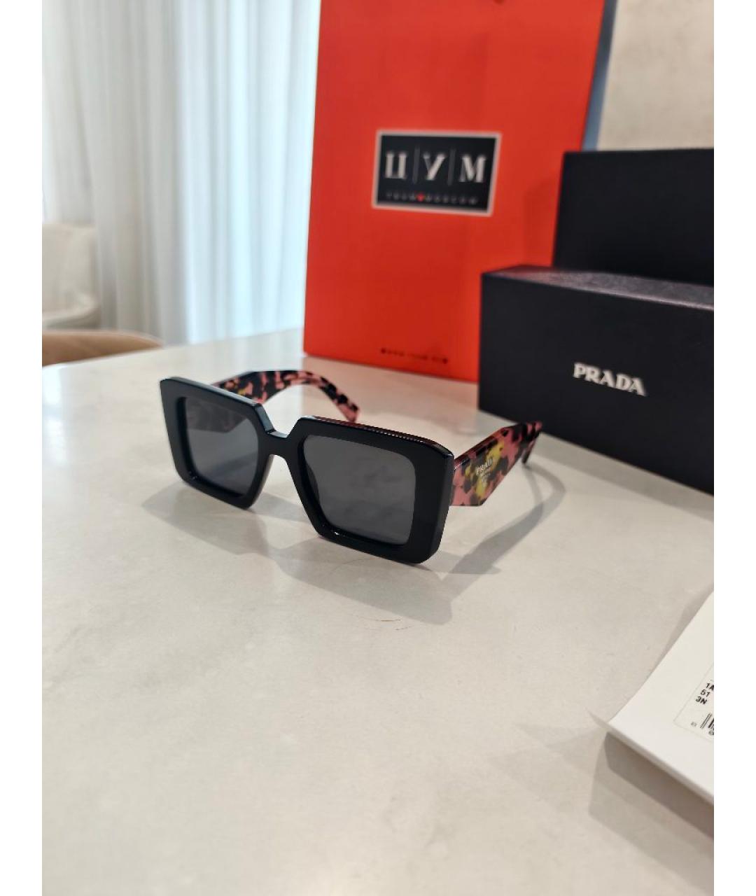 PRADA Черные пластиковые солнцезащитные очки, фото 10
