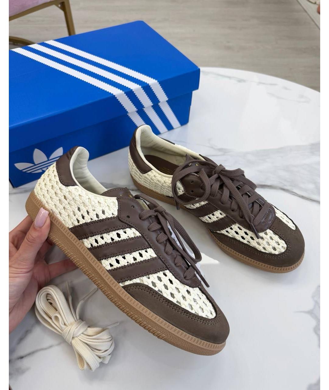 ADIDAS Коричневые кожаные кеды, фото 4