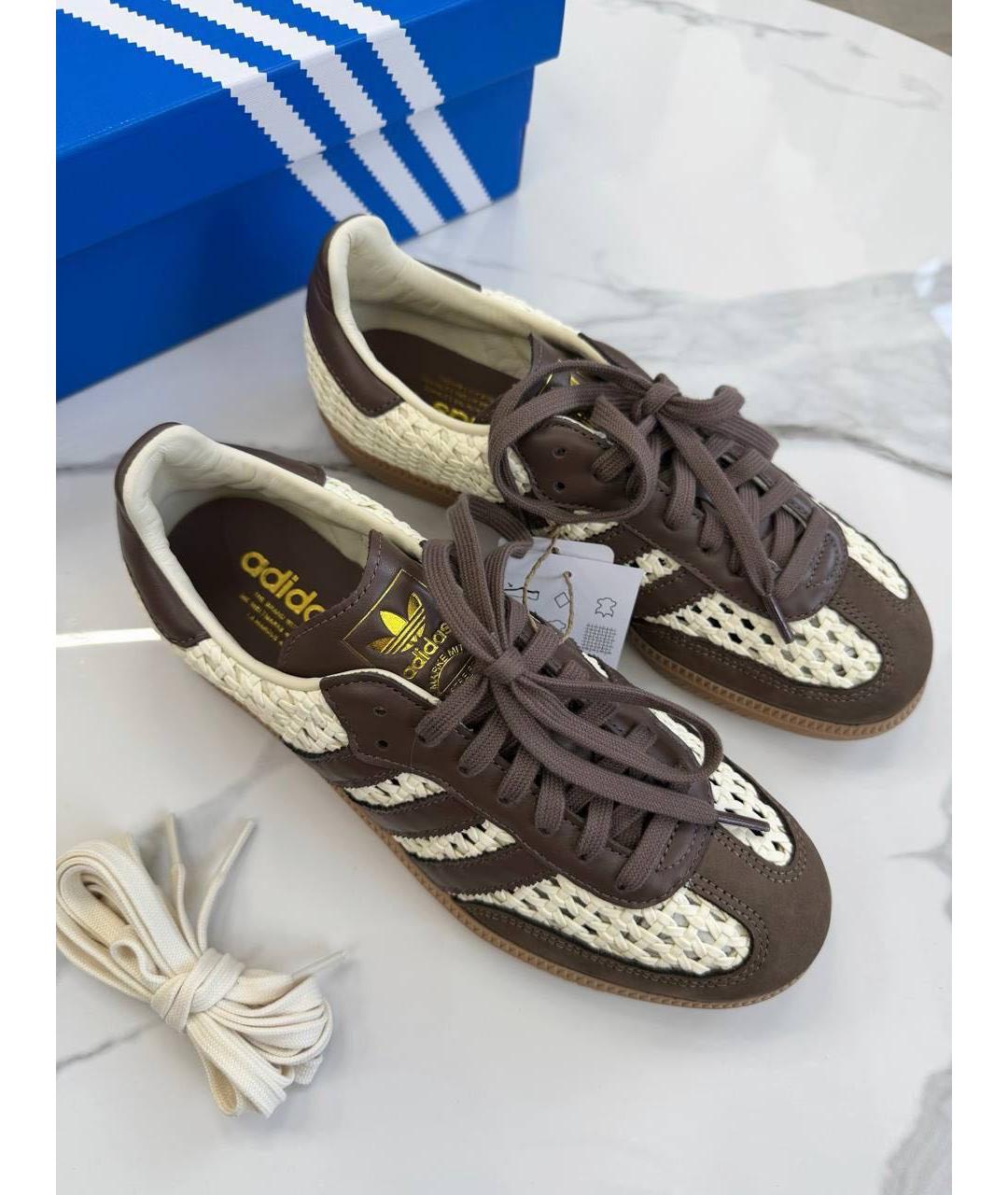 ADIDAS Коричневые кожаные кеды, фото 2