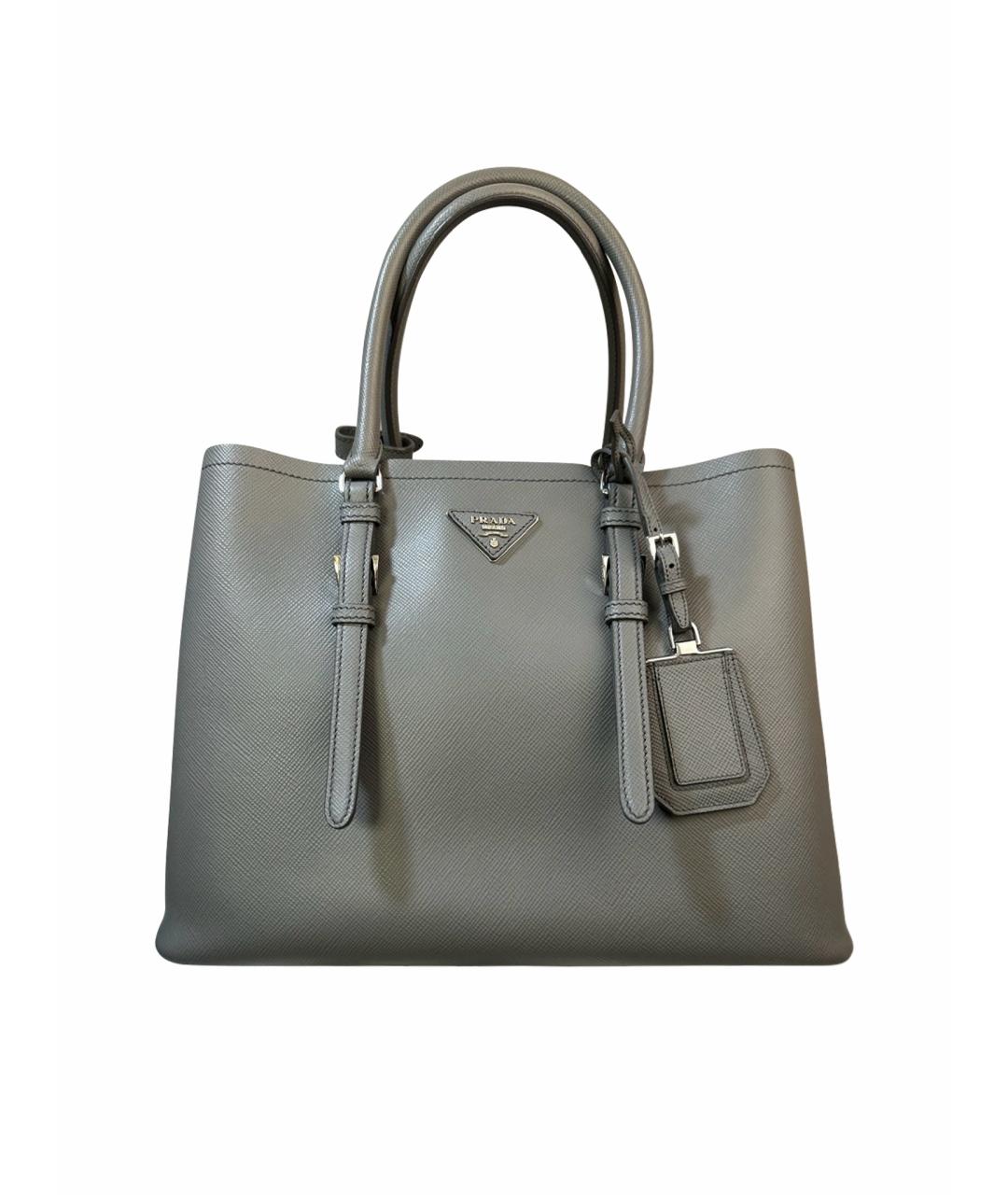PRADA Серая кожаная сумка тоут, фото 1