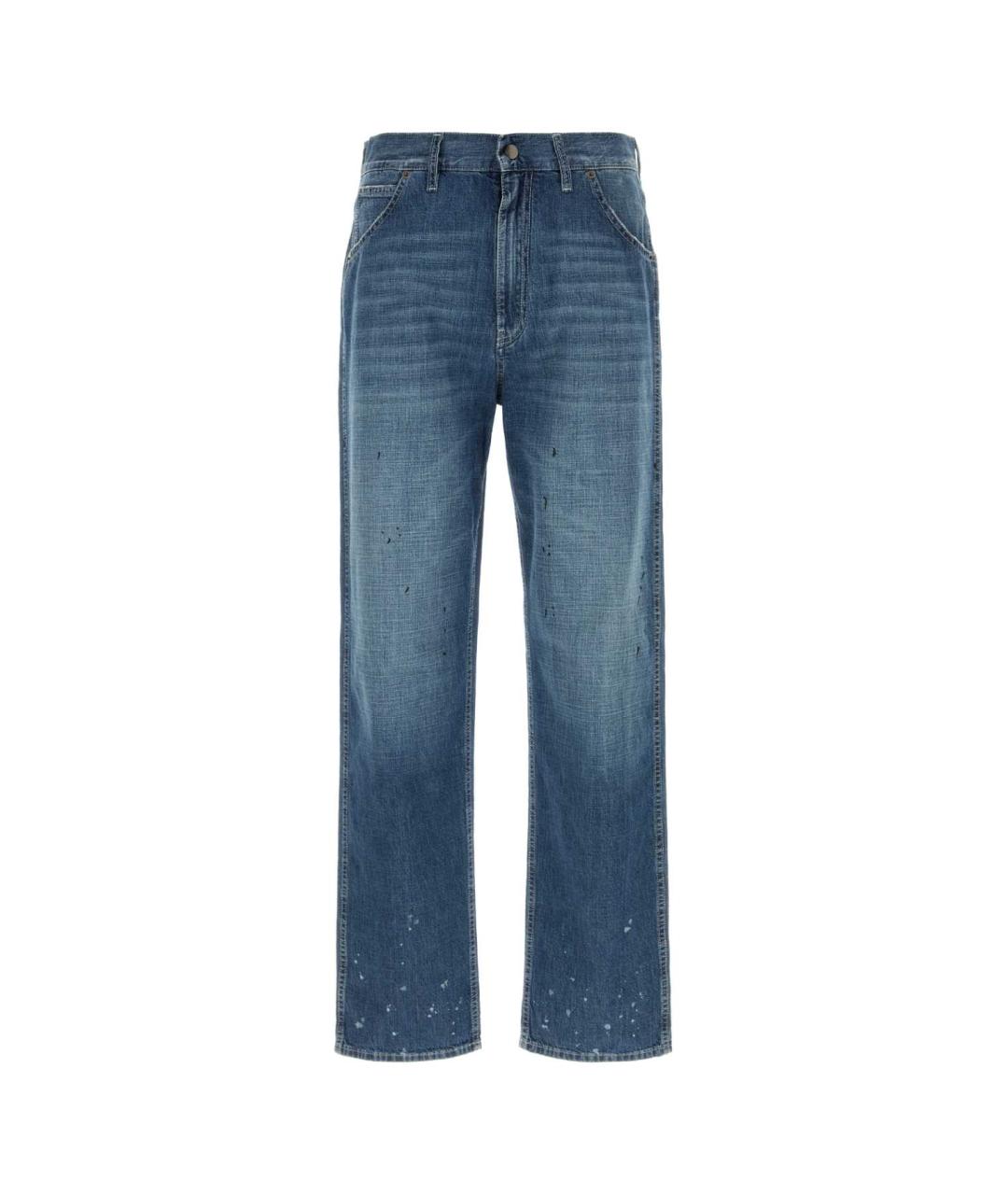 MAISON MARGIELA Синие хлопковые прямые джинсы, фото 3