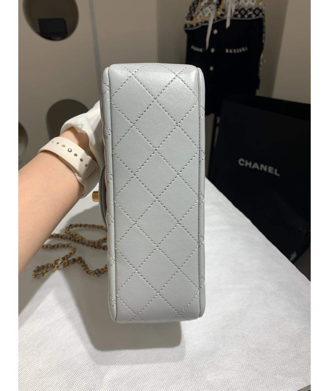 CHANEL Серая кожаная сумка через плечо, фото 6