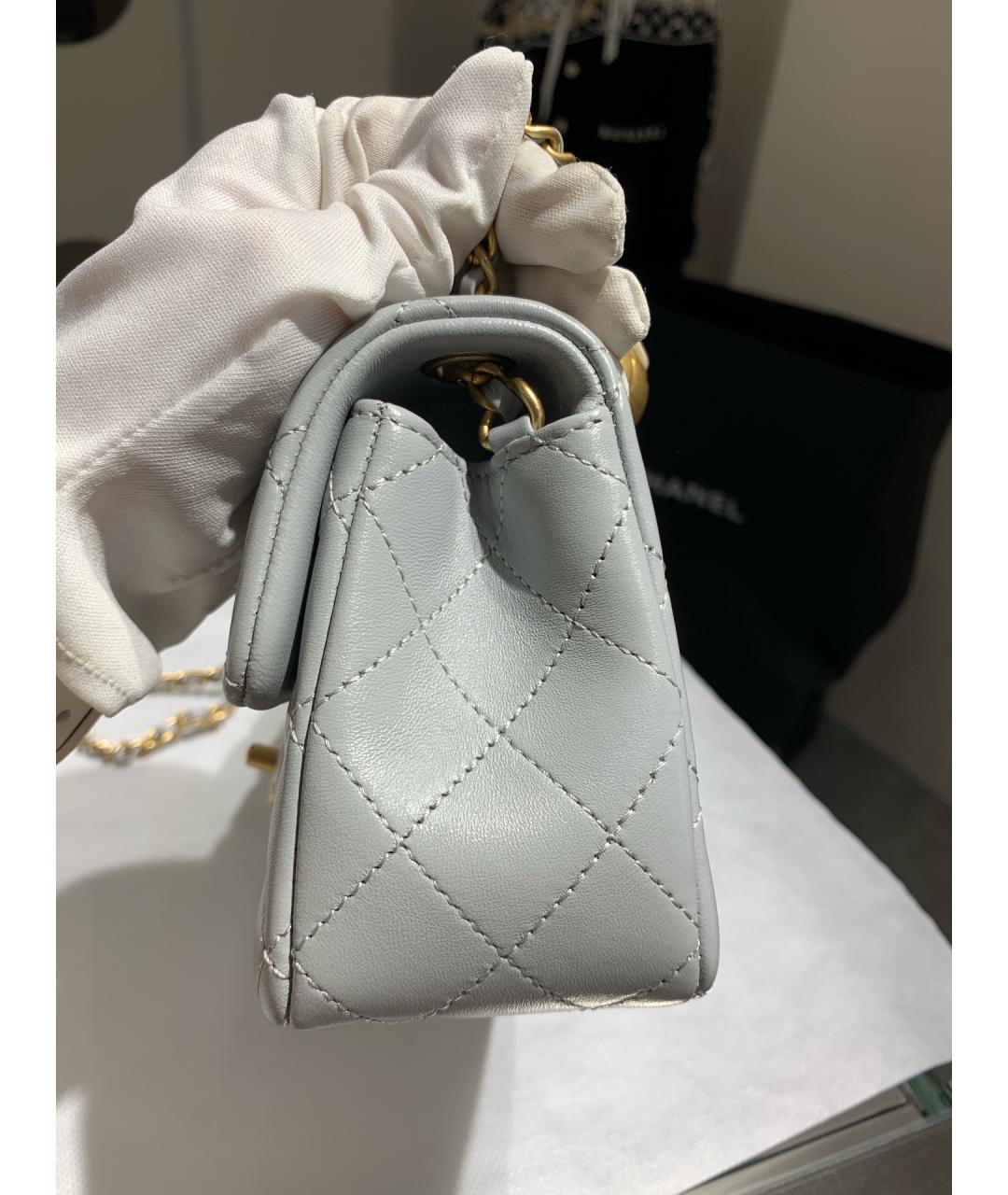 CHANEL Серая кожаная сумка через плечо, фото 4