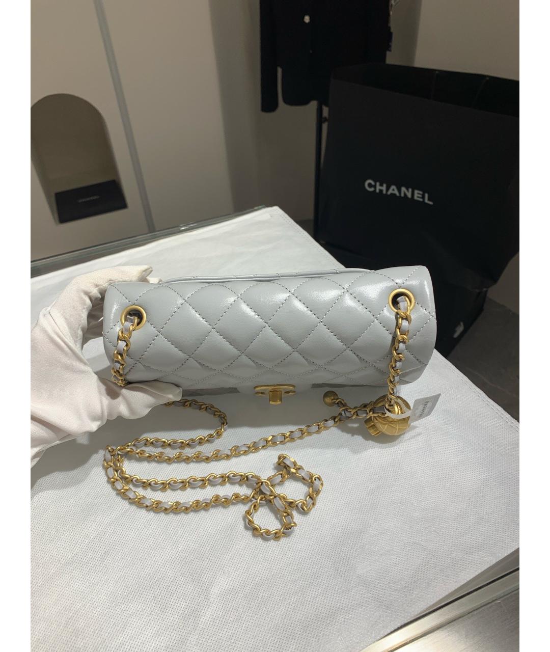 CHANEL Серая кожаная сумка через плечо, фото 2