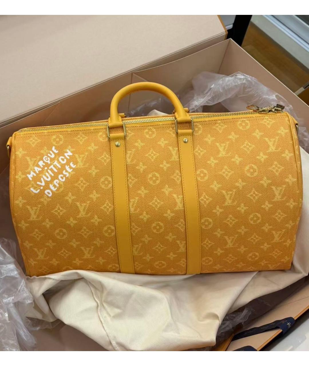 LOUIS VUITTON Желтая сумка тоут из искусственной кожи, фото 7