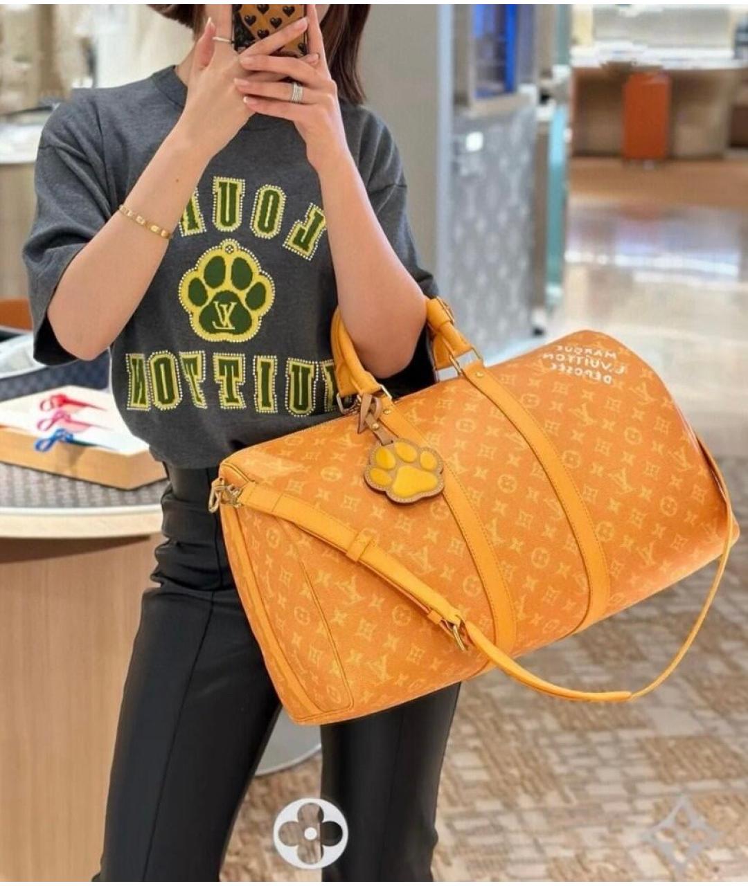 LOUIS VUITTON Желтая сумка тоут из искусственной кожи, фото 5