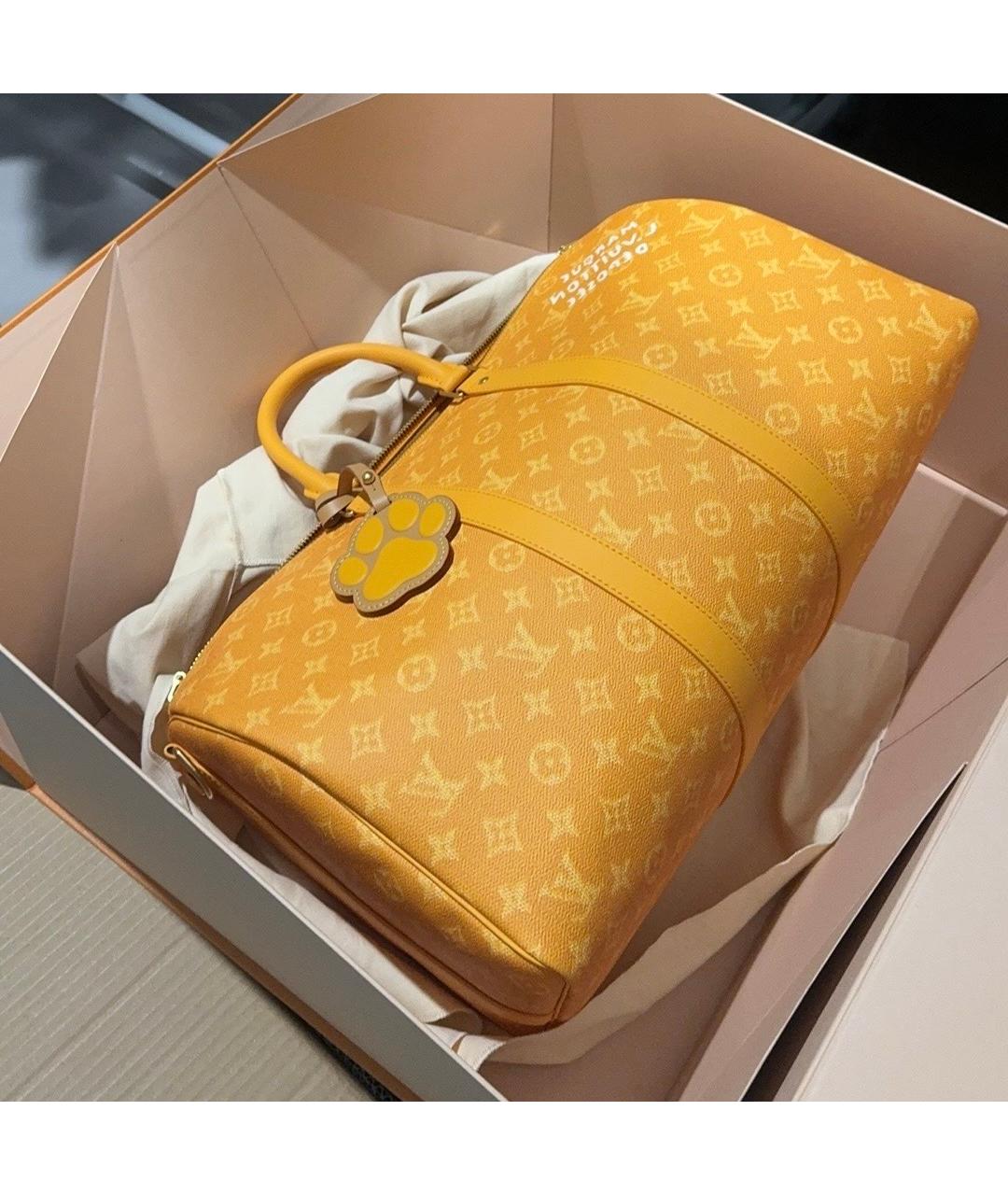 LOUIS VUITTON Желтая сумка тоут из искусственной кожи, фото 3