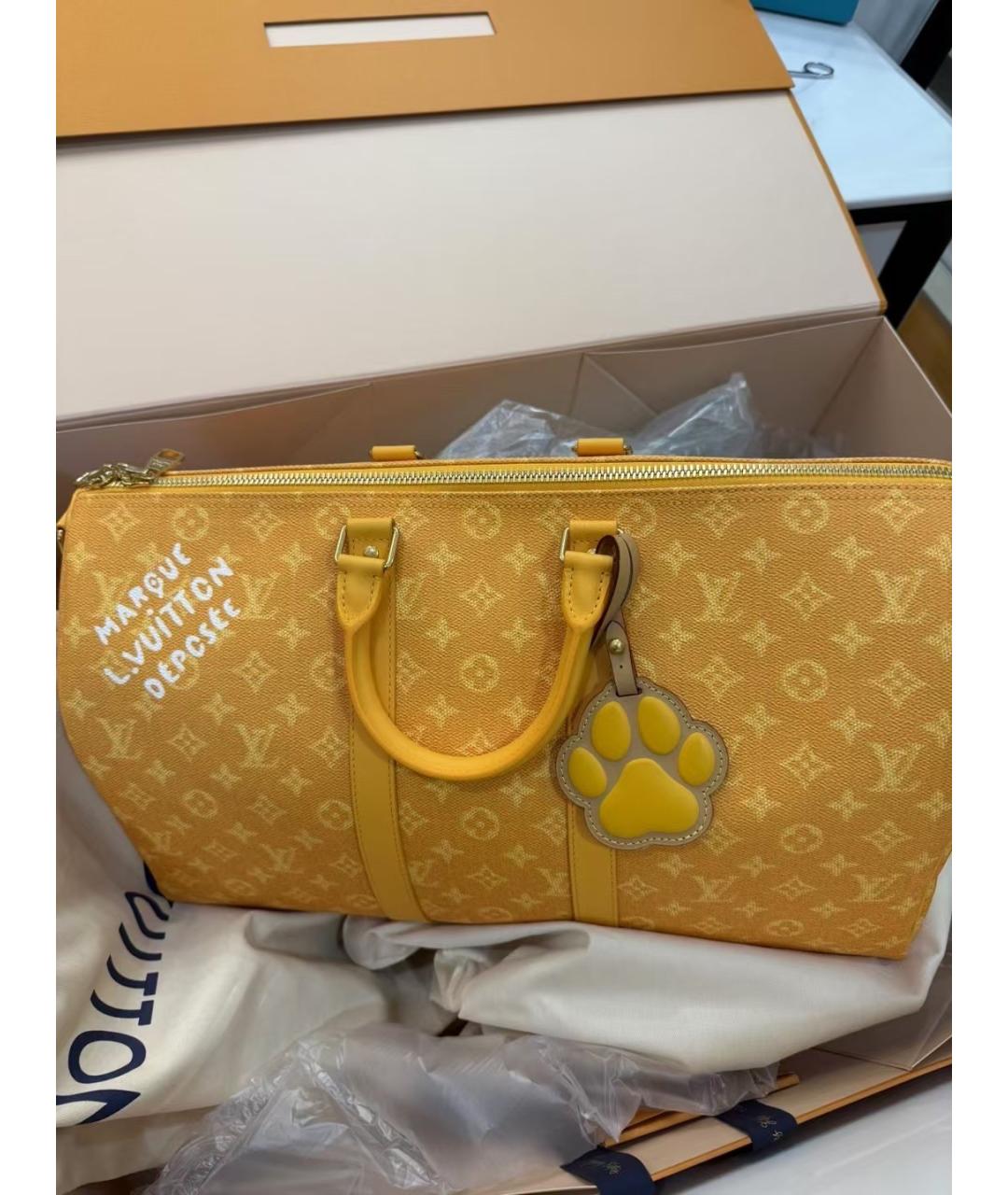 LOUIS VUITTON Желтая сумка тоут из искусственной кожи, фото 2