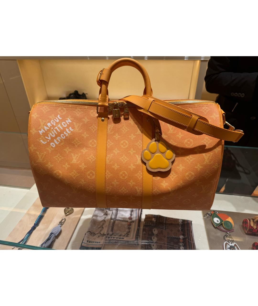 LOUIS VUITTON Желтая сумка тоут из искусственной кожи, фото 4