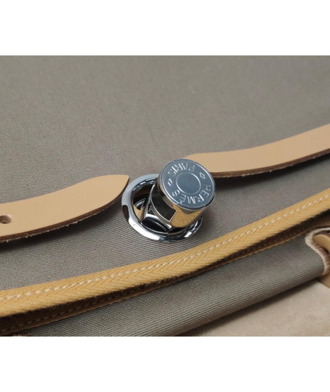 HERMES Коричневая жаккардовая сумка тоут, фото 4