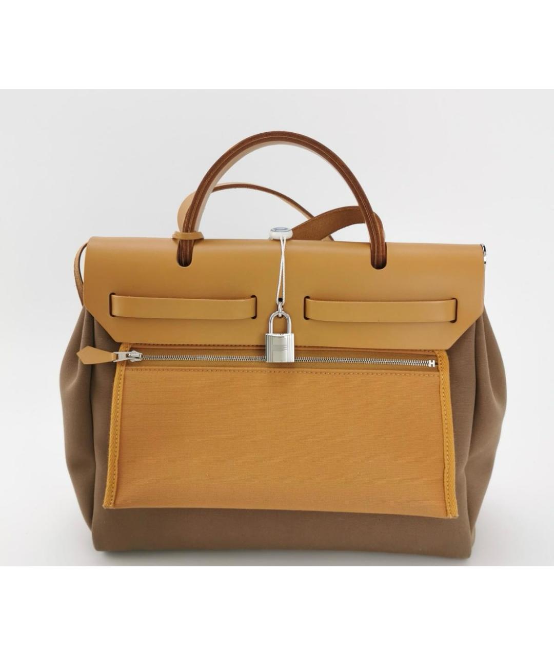 HERMES Коричневая жаккардовая сумка тоут, фото 2