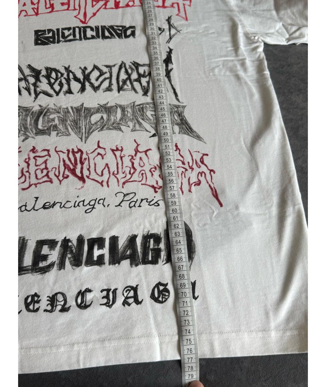 BALENCIAGA Белая хлопковая футболка, фото 4