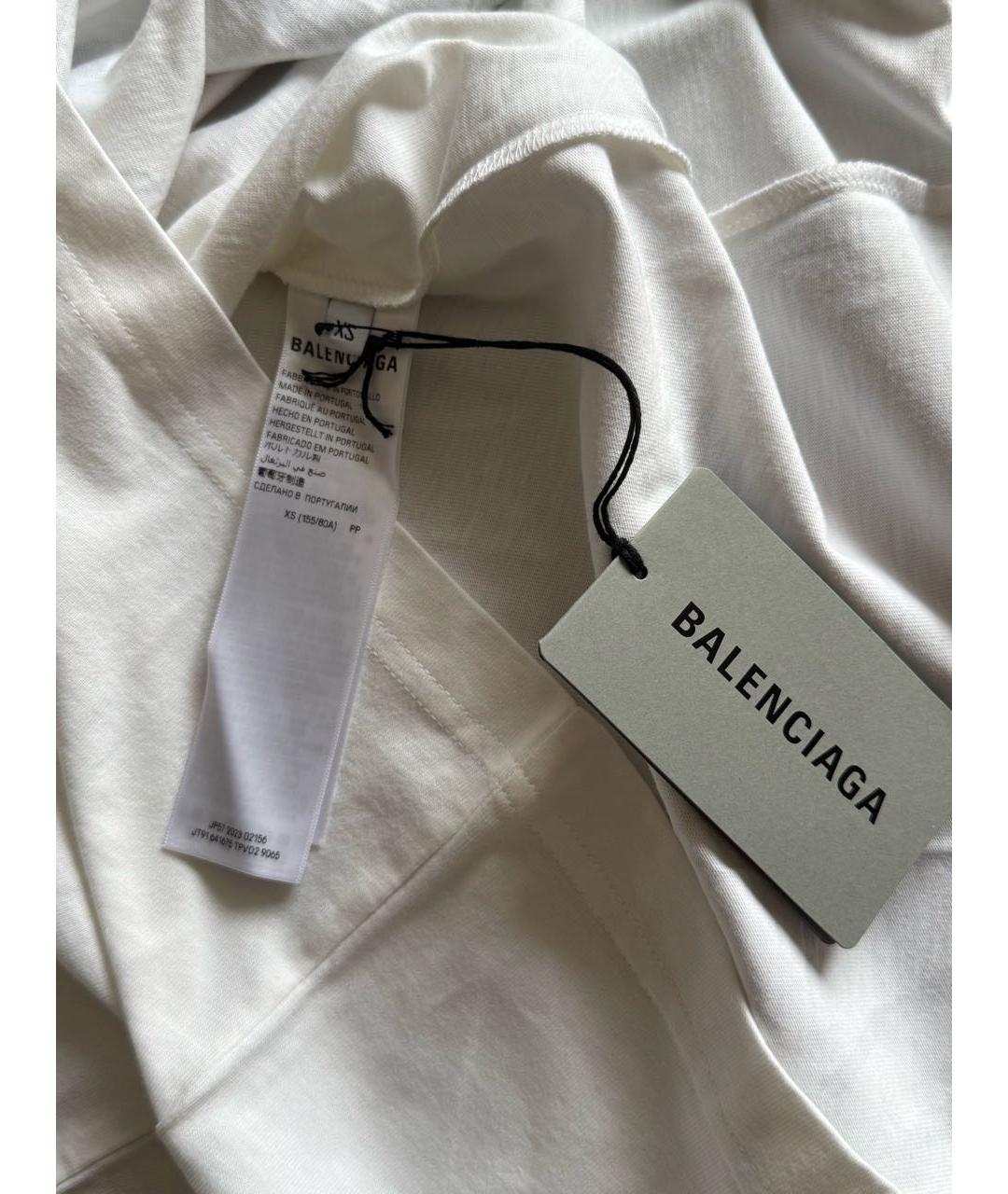 BALENCIAGA Белая хлопковая футболка, фото 5