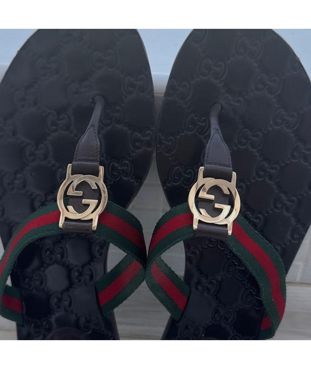 GUCCI Коричневые шлепанцы, фото 6