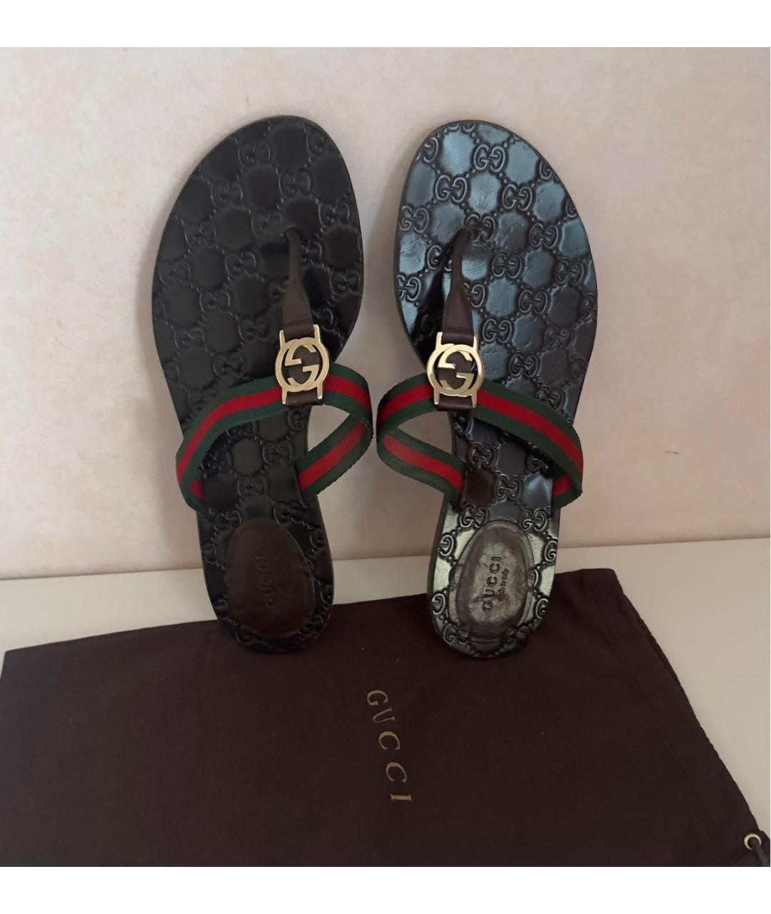 GUCCI Коричневые шлепанцы, фото 2