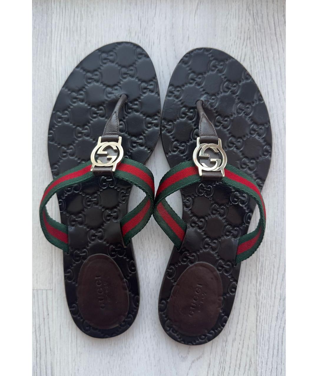 GUCCI Коричневые шлепанцы, фото 9
