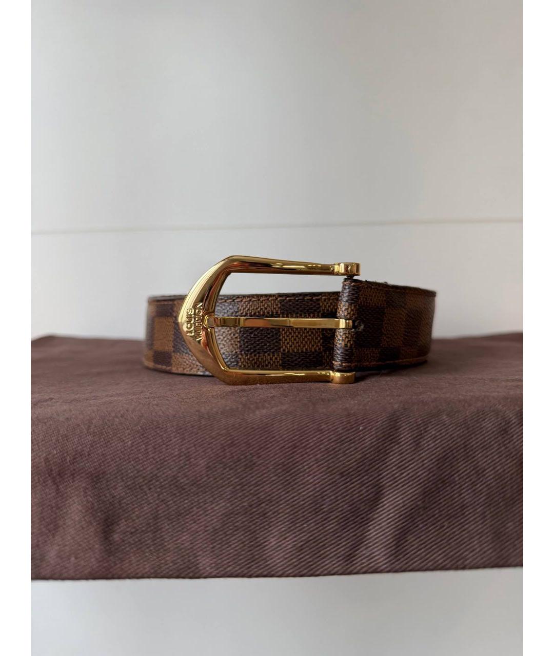 LOUIS VUITTON Коричневый кожаный ремень, фото 6