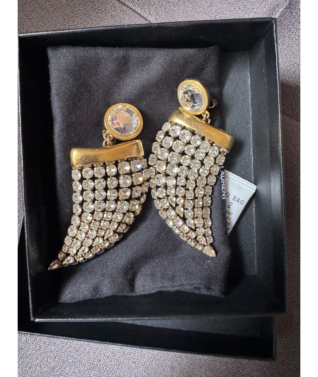 SAINT LAURENT Золотые латунные клипсы, фото 2