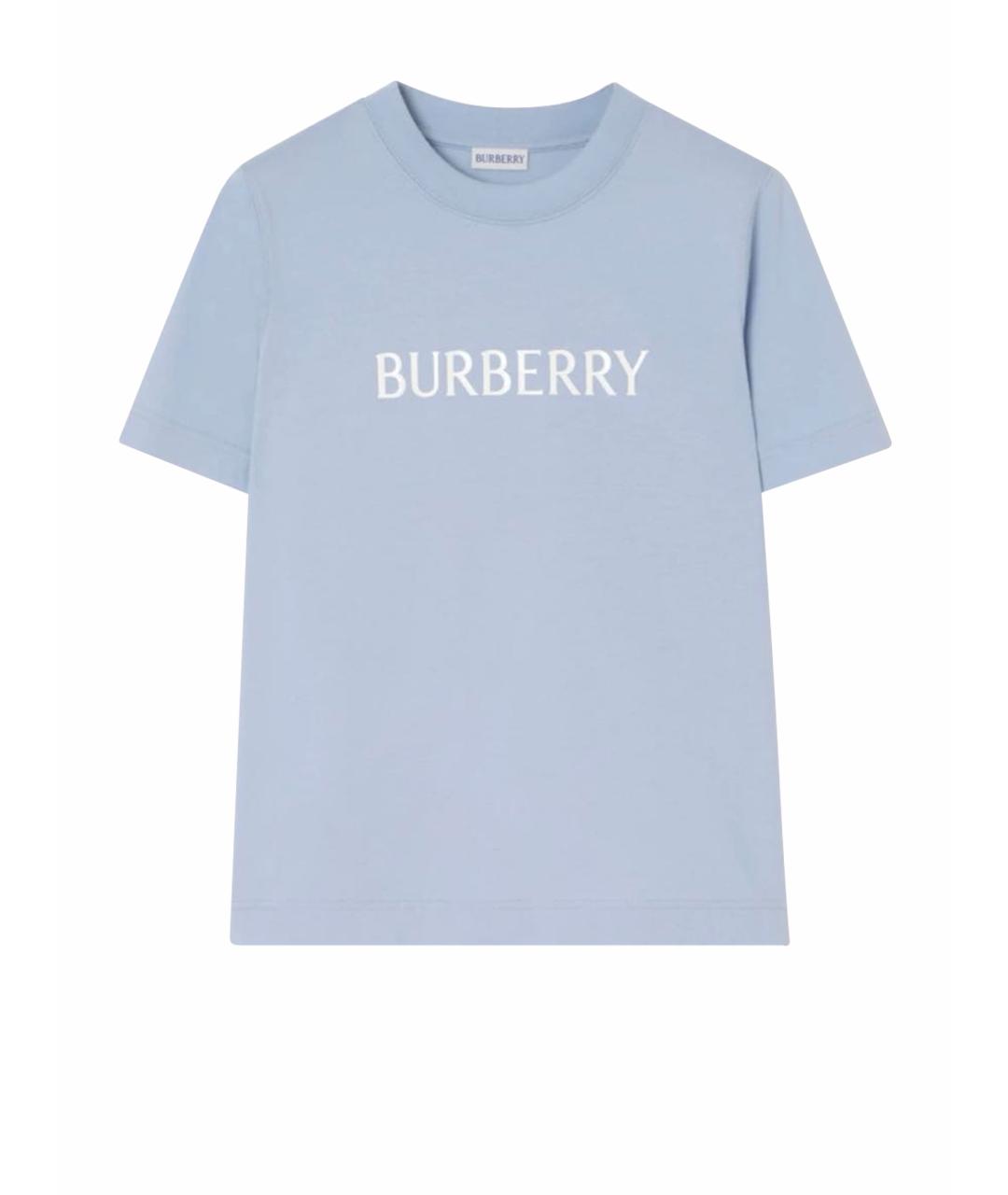 BURBERRY Голубая хлопковая футболка, фото 1