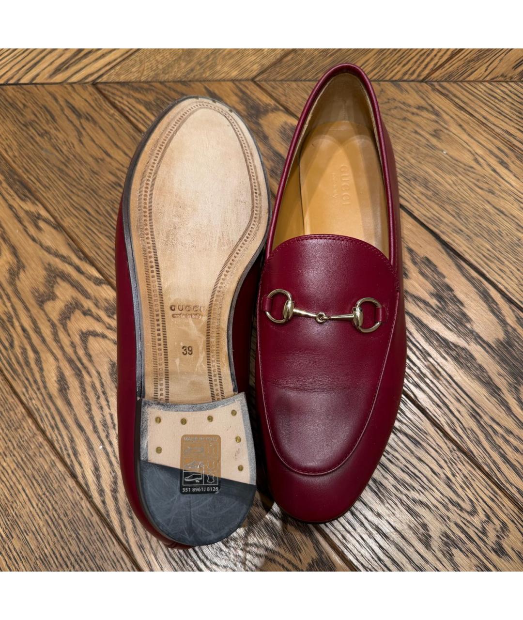 GUCCI Бордовые кожаные лоферы, фото 2