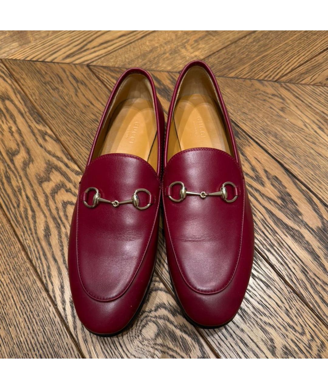 GUCCI Бордовые кожаные лоферы, фото 3