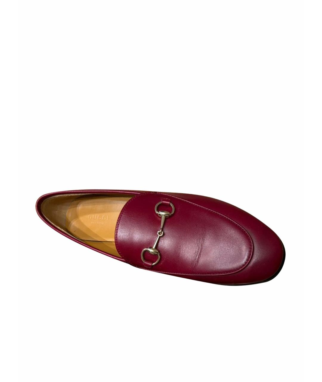 GUCCI Бордовые кожаные лоферы, фото 1