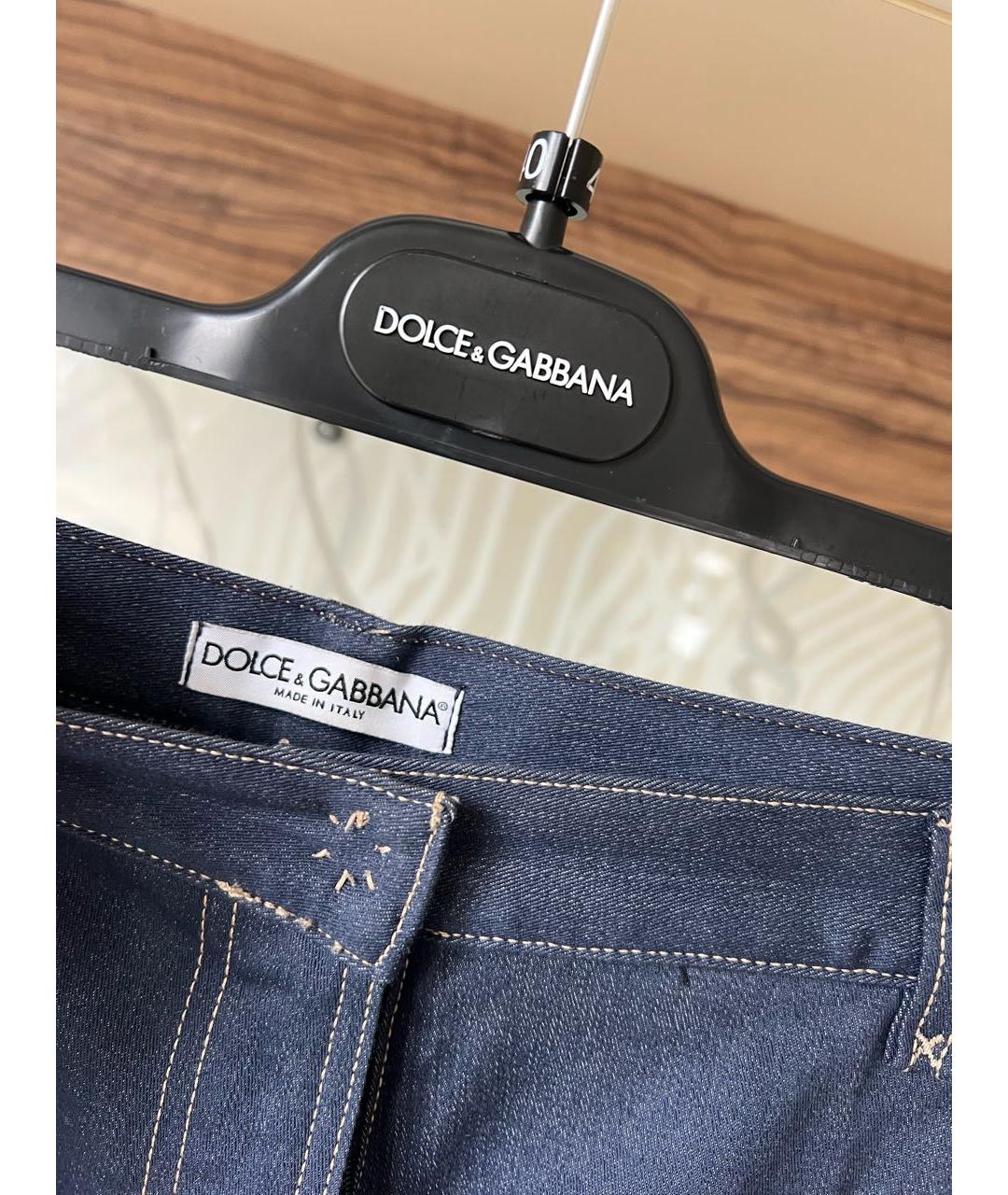 DOLCE&GABBANA Темно-синие хлопко-эластановые прямые джинсы, фото 3