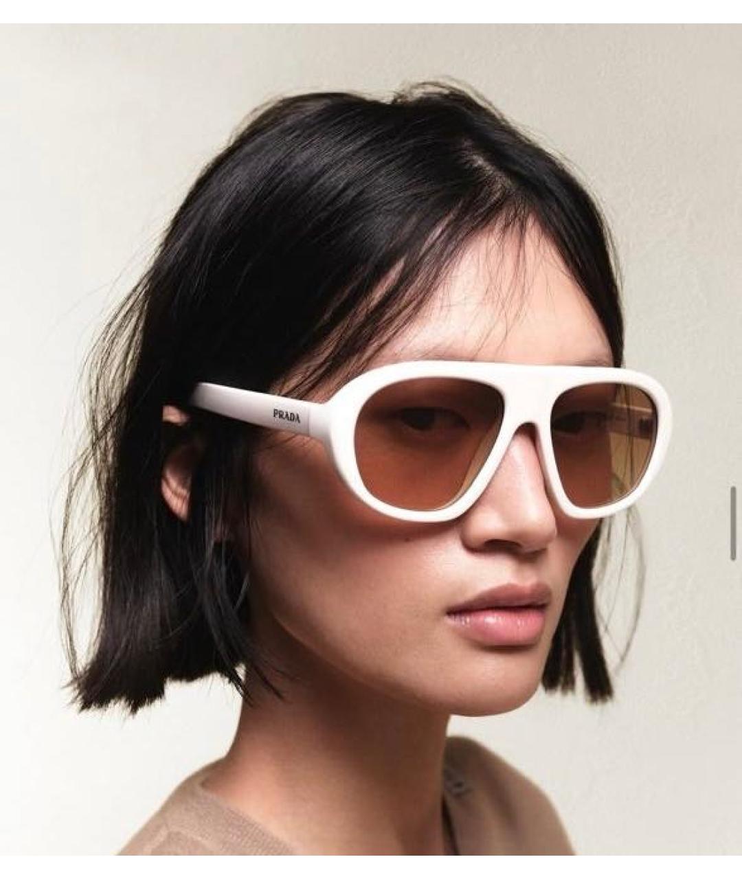 PRADA Белые пластиковые солнцезащитные очки, фото 3