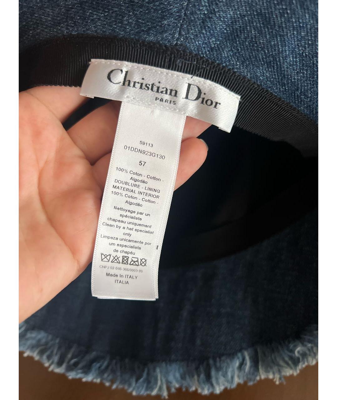 CHRISTIAN DIOR Темно-синяя хлопковая панама, фото 3