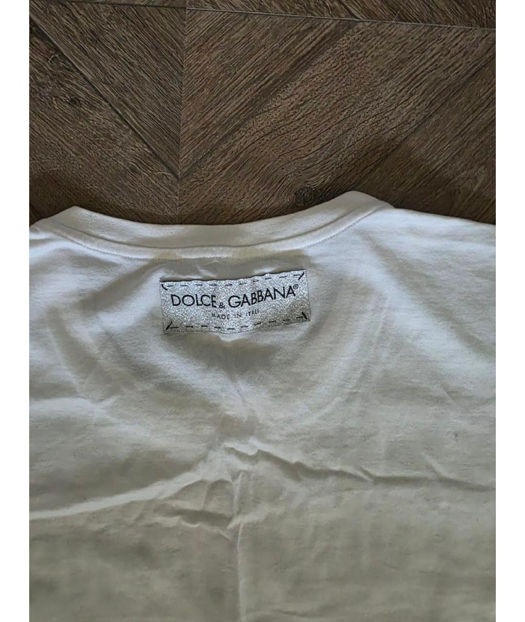 DOLCE&GABBANA Белая хлопковая футболка, фото 4