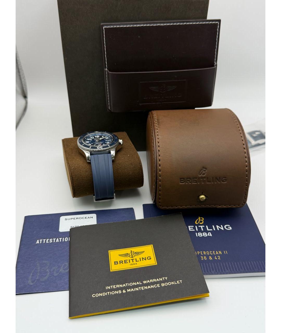 BREITLING SUPEROCEAN Синие стальные часы, фото 4