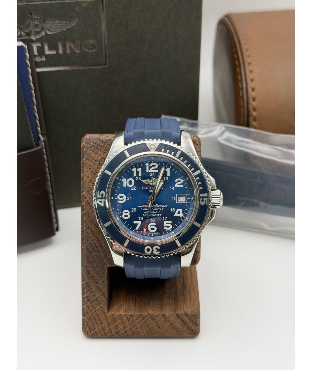 BREITLING SUPEROCEAN Синие стальные часы, фото 9