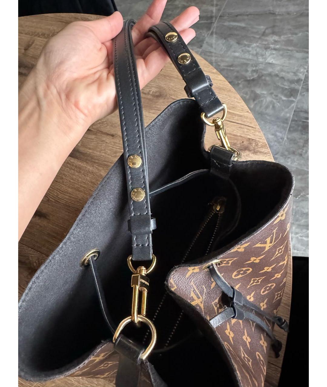 LOUIS VUITTON Коричневая кожаная сумка тоут, фото 6