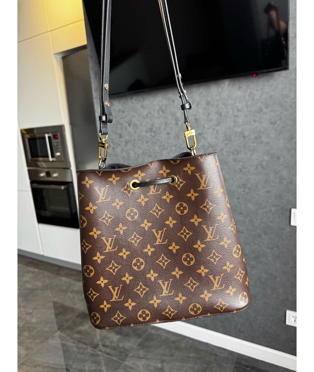 LOUIS VUITTON Коричневая кожаная сумка тоут, фото 4