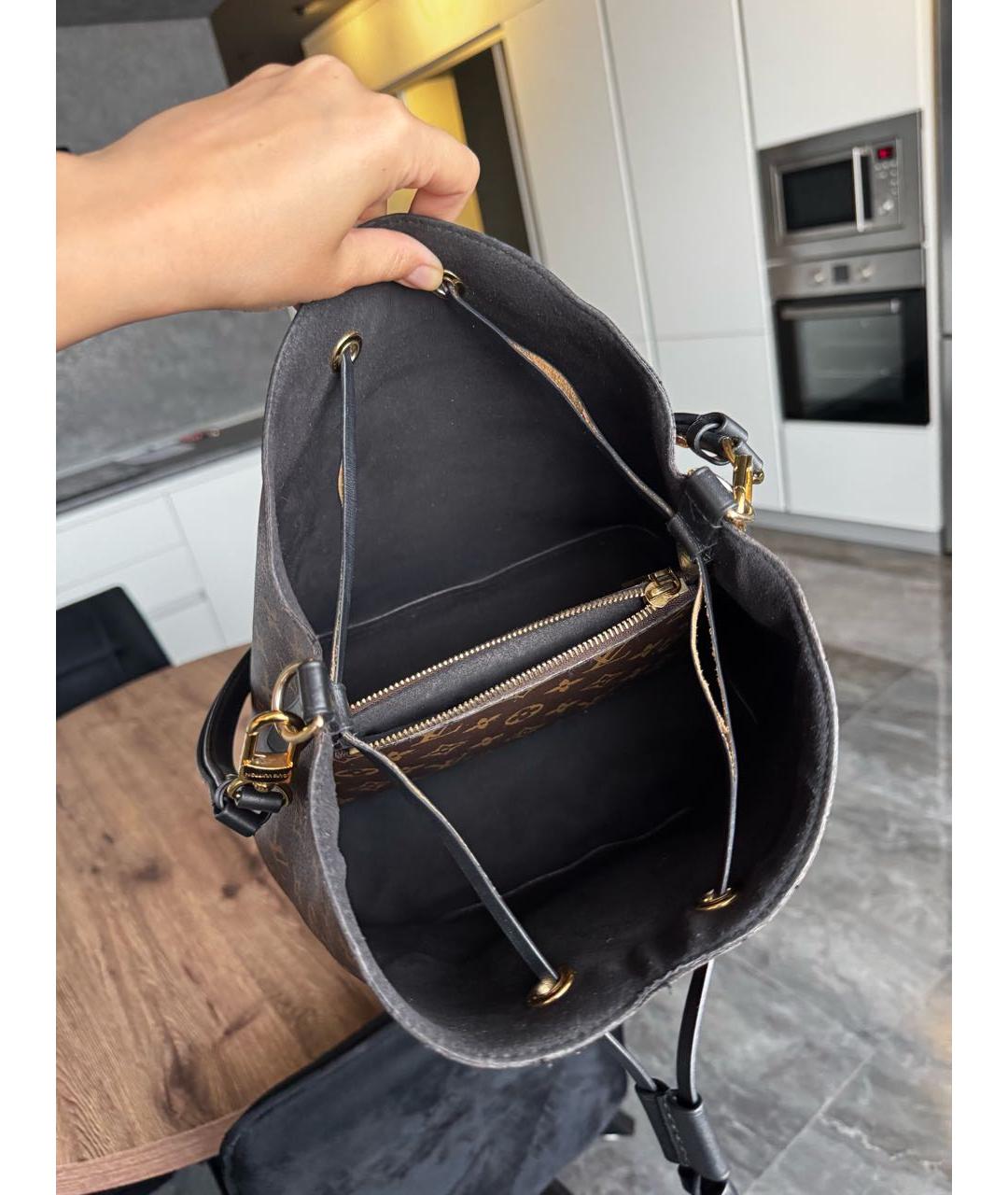 LOUIS VUITTON Коричневая кожаная сумка тоут, фото 7