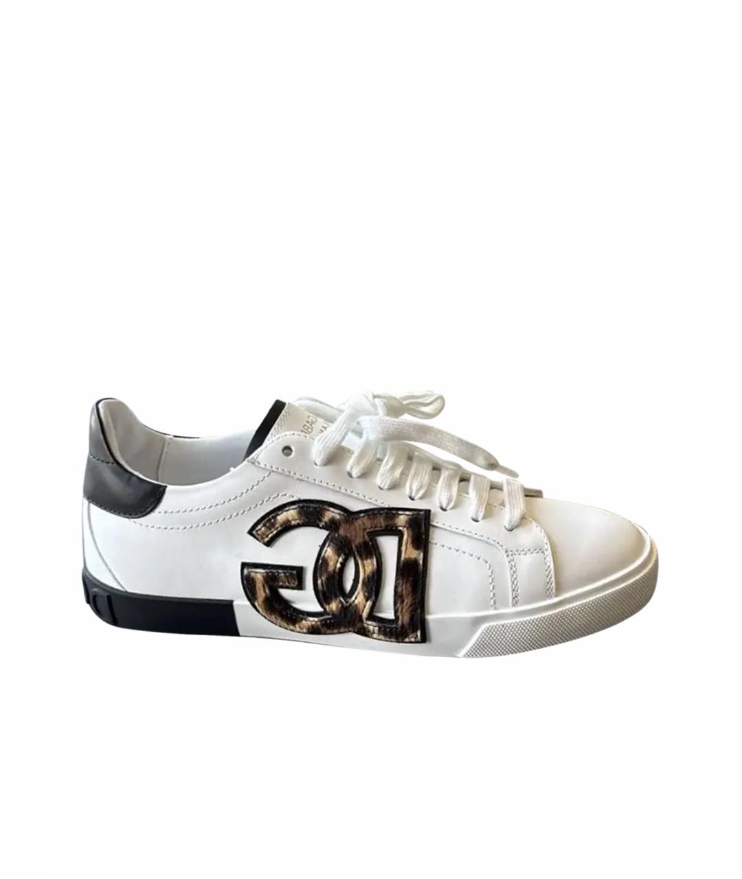 DOLCE&GABBANA Белые кожаные кеды, фото 1